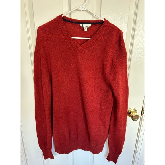 Boden Mens Medium Lambswool Lightweight Knit V Neck Sweater  Rust Red - Picture 1 of 4